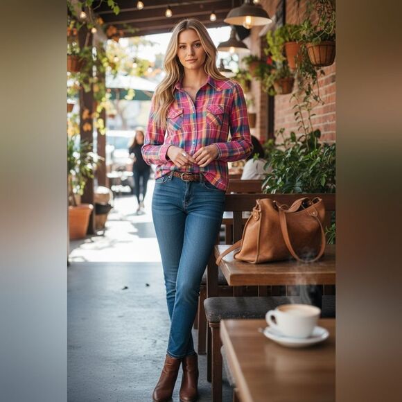 JAK Long sleeved checkered colorful shirt - Picture 2 of 8